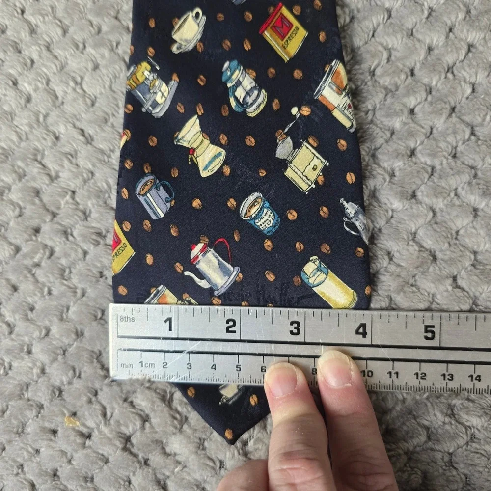Vintage Nicole Miller 1996 Coffee‎ Espresso Silk Tie Men's Novelty Barista Bean